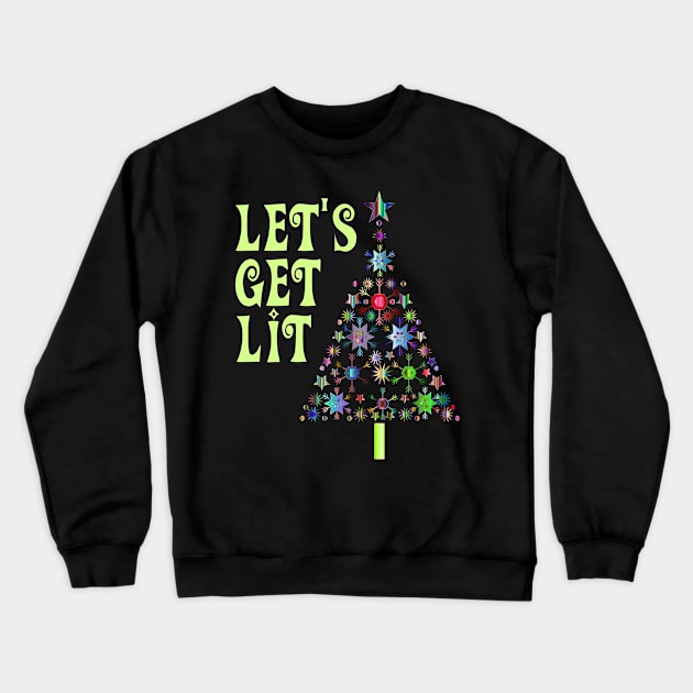 Let's Get Lit Funny Christmas Crewneck Sweatshirt by finedesigns